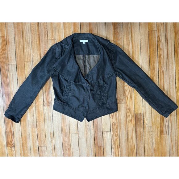 Cabi | Women's Coated Linen Moto Jacket Dark Brown | Size Medium - Picture 16 of 16